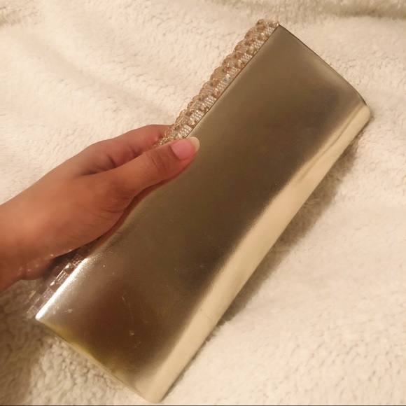 Call It Spring Gold Textured Glitter Clutch - Picture 3 of 7